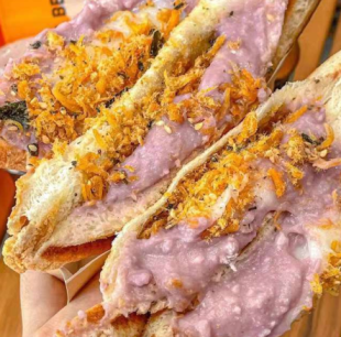 热压芋泥麻薯肉松三明治